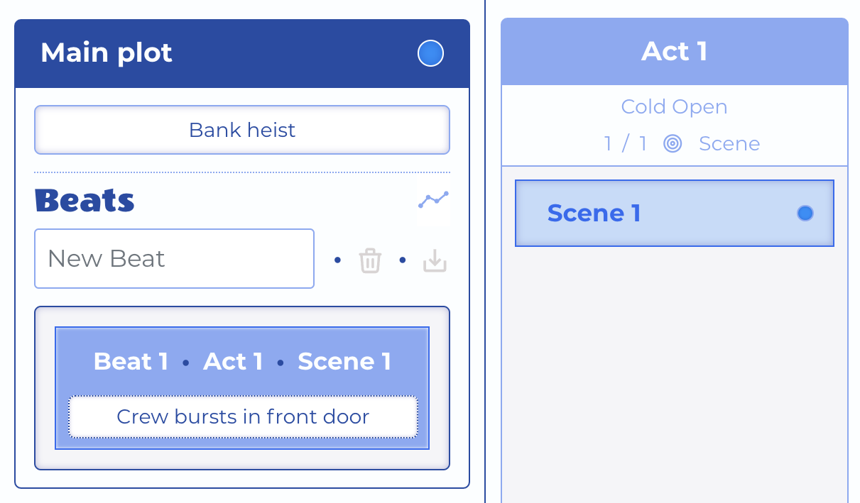 Blend View - Plotline Beat Linked to Scene