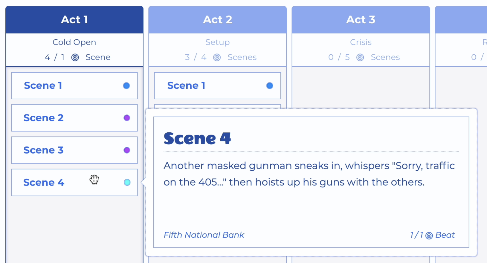 Blend View - Dragging Scene to End of Act